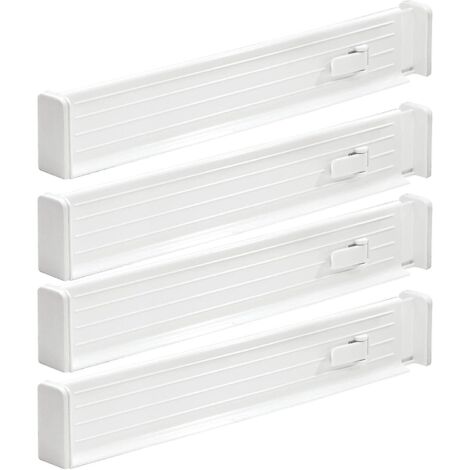 Ensemble de 4 organisateurs de tiroirs réglables en plastique blanc pour la cuisine et la chambre. (1/5)