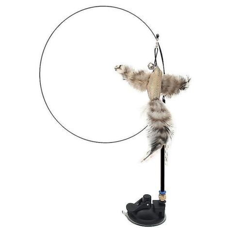 Jouet interactif pour chat en forme de plume avec ventouse et clochette (1/5)