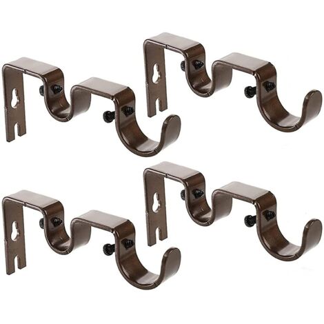 Support double pour tringle à rideaux, robuste et durable, support de tringle de 4,1 cm (1 5/8 po), non réglable, lot de 3, marron (1/5)