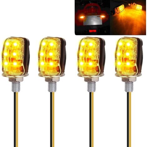 Lot de 4 mini clignotants universels homologués CE à 6 LED - Ambre étanche, M6 pour moto, vélo, scooter, quad, cruiser (1/5)