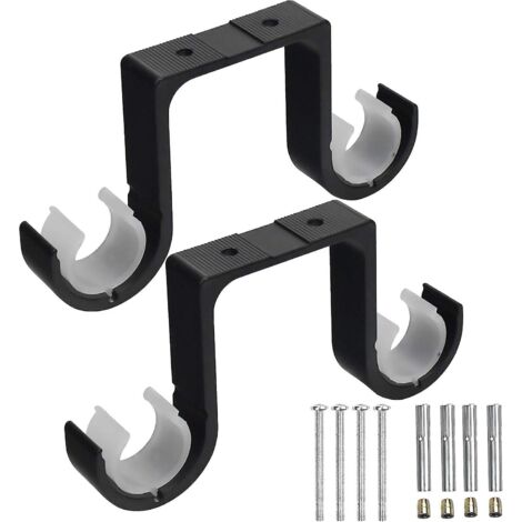 Support double pour tringle à rideaux murale - Fixation plafond en alliage d'aluminium antirouille pour tringle de 28 mm de diamètre (1/5)