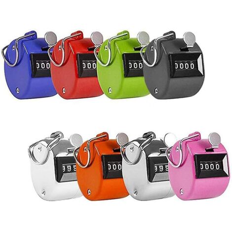 Compteur manuel portatif de 8 pièces, couleurs assorties, avec mécanisme de clic mécanique à 4 chiffres et à pression sur la paume. (1/5)