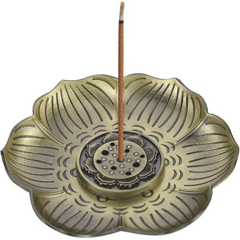 Brûleur d'encens vintage en laiton en forme de lotus et de Bouddha, idéal pour la décoration intérieure, le yoga et les loisirs créatifs. (1/5)