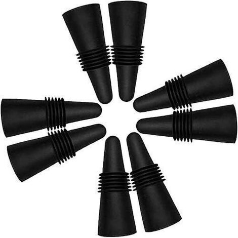Lot de 8 bouchons de bouteille de vin réutilisables en silicone noir avec liège pour préserver la fraîcheur (1/5)