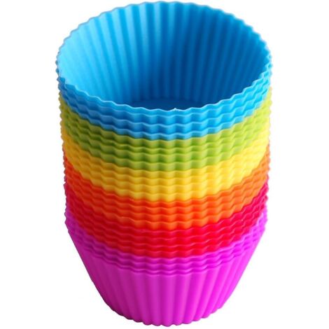 Moules à gâteaux réutilisables en silicone (24 pièces) pour muffins, cupcakes et autres petits gâteaux (1/5)