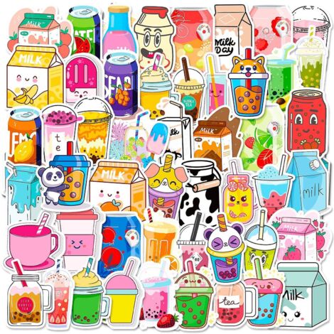Autocollants imperméables à motifs de dessins animés - 50 pièces, scrapbooking esthétique, automobile, girly, skate (1/5)
