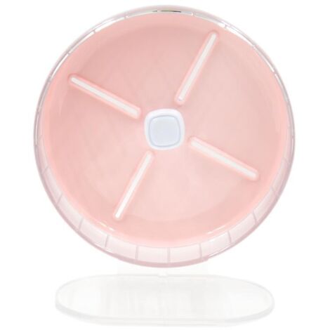 Roue d'exercice rose pour hamster avec base réglable et fixation pour cage (1/5)
