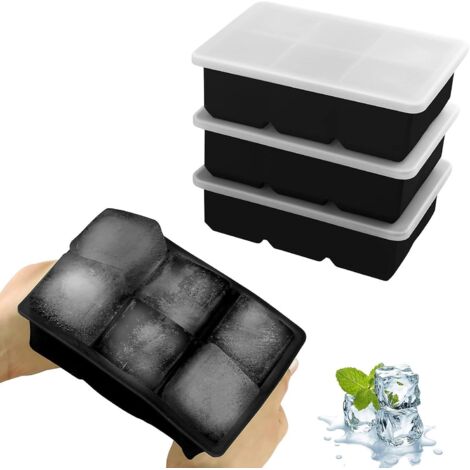 Bac à glaçons en silicone à 18 compartiments avec couvercle pour cocktails, whisky, vin - Grands glaçons carrés (1/5)