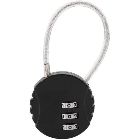 Cadenas de voyage à combinaison 3 chiffres avec câble en acier pour valises et sacs à dos (1/5)