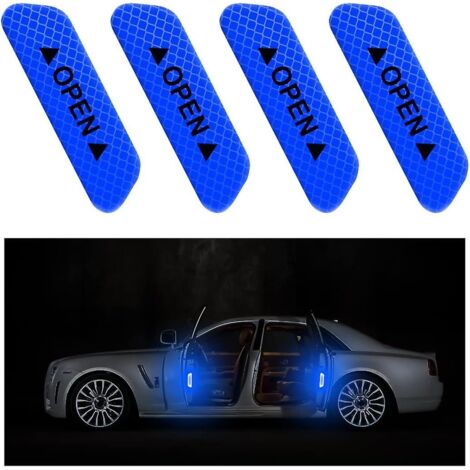 Ensemble d'autocollants bleus pour portières de voiture - Avertissement anti-collision, imperméables et réfléchissants, 4 pièces (1/5)