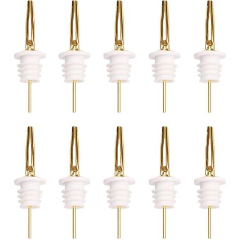 Lot de 10 becs verseurs en acier inoxydable doré pour bouteilles d'huile et de boissons (1/4)