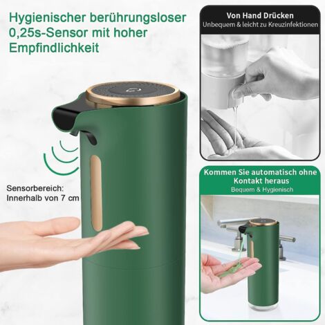 Distributeur automatique de savon liquide rechargeable de 300 ml, type C, étanche IPX4, pour la cuisine et la salle de bain. (1/4)