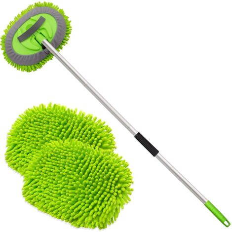 Kit de balai de lavage auto en microfibre à manche long avec tête de rechange (1/5)