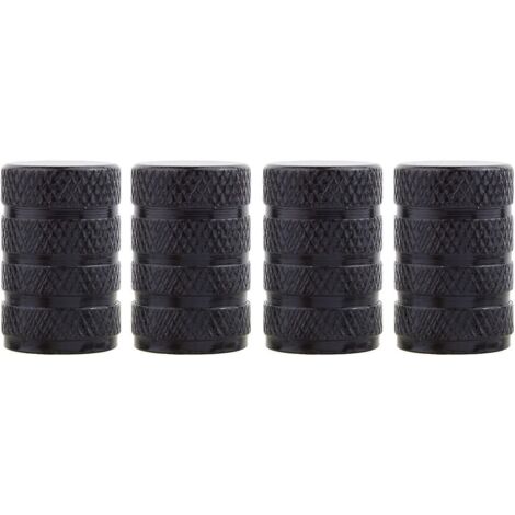 Lot de 4 bouchons de valve ronds noirs pour pneus - Bouchons de valve anti-poussière (1/5)