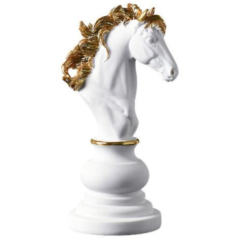 Sculpture en résine blanche de luxe représentant un jeu d'échecs international, ornement décoratif pour la maison (1/4)