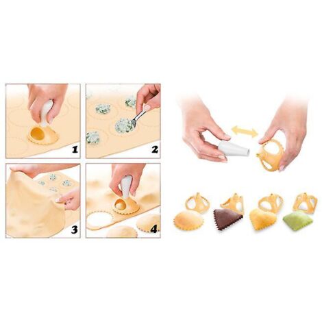 Ensemble de 4 moules à raviolis en plastique - Outil d'estampage pour la confection de raviolis chinois (1/3)