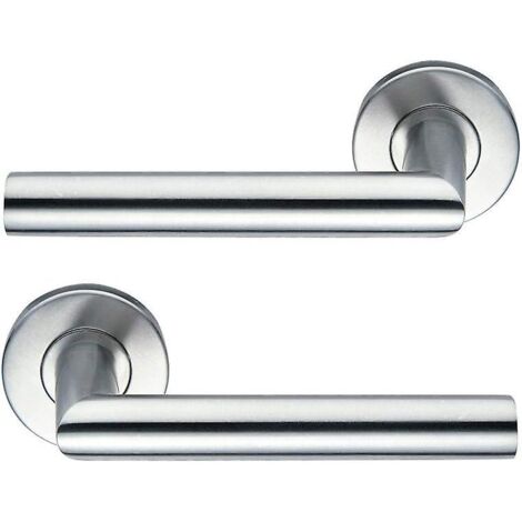 Ensemble de poignées de porte haut de gamme en acier inoxydable brossé - 2 pièces pour porte simple (1/5)