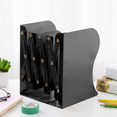 Serre-livres réglables en métal pour bureau et étagère - Support porte-revues extensible jusqu'à 48 cm (1/4)
