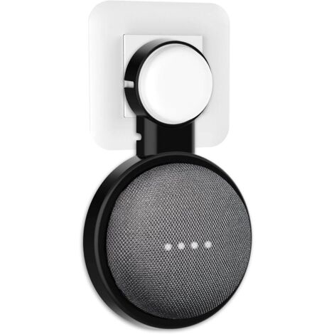 Support mural noir pour Google Home Mini/Nest Mini (2e génération) : solution gain de place et gestion des câbles pour enceinte connectée. (1/5)