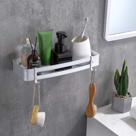 Étagère de douche en aluminium antirouille pour le rangement de la salle de bain, sans perçage (1/5)