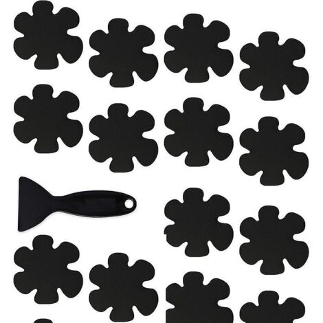 Lot de 20 autocollants antidérapants noirs de qualité supérieure pour baignoire, avec raclette (1/5)