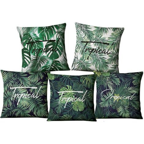 Lot de 5 taies d'oreiller en velours vert 45 cm x 45 cm (1/5)