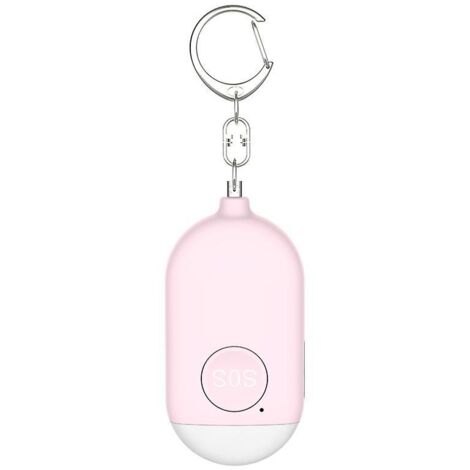 Alarme d'urgence personnelle rechargeable avec alarme de sécurité rose de 130 dB et lampe torche LED. (1/5)