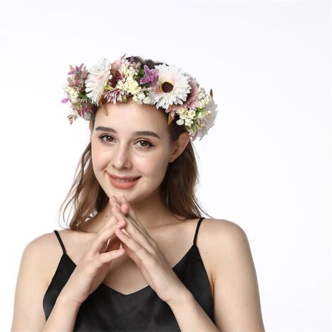 Couronne de fleurs pour demoiselle d'honneur - Bandeau de mariage (1/5)