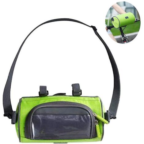 Sacoche de téléphone verte imperméable pour guidon de vélo (1/3)