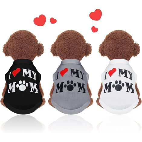 Ensemble de 3 t-shirts pour chien - Gilet respirant sans manches à imprimé chiot - Vêtements mignons pour animaux de compagnie pour l'été (1/5)