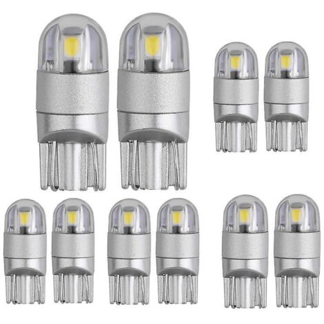 Lot de 10 ampoules LED blanches T10 501 W5W 194 168 2825 pour éclairage intérieur de voiture, tableau de bord, feux de position latéraux et éclairage de plaque d'immatriculation (DC 12V) (1/5)