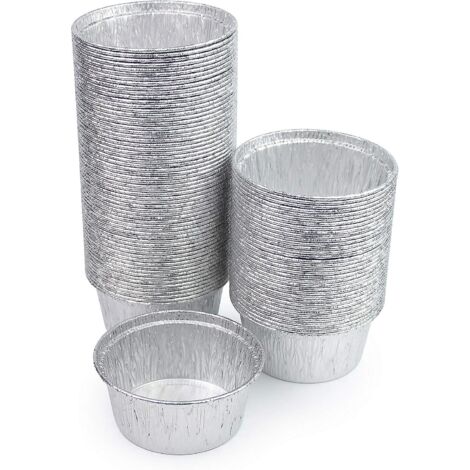 Lot de 100 caissettes de cuisson jetables en aluminium pour cupcakes, crèmes aux œufs, muffins et tartelettes (1/5)