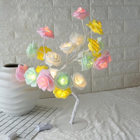 Petite lampe de table LED en forme d'arbre à fleurs roses pour la décoration intérieure (1/4)