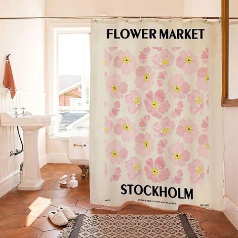 Rideau de douche imperméable et anti-moisissure en polyester, 180 x 180 cm, pour salle de bain, modèle 8 (1/5)