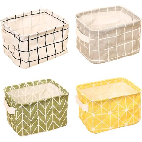 Boîte de rangement pliable en lin (4 pièces) (1/5)
