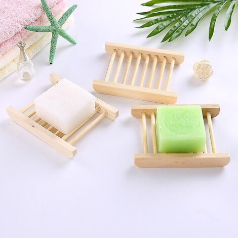 Ensemble de 3 porte-savons portables en bois pour le rangement de la salle de bain (1/5)