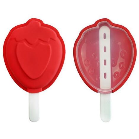 Moule à glace en silicone à la fraise avec couvercle - Rouge - 13,3 x 8,3 x 2,8 cm, lot de 1 (1/5)