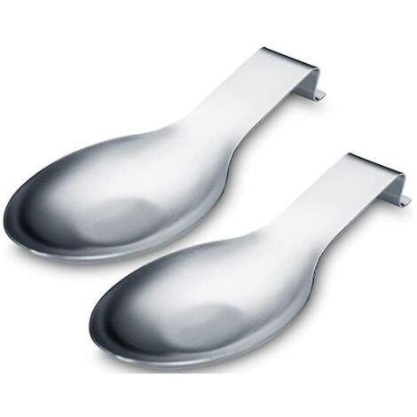 Repose-cuillère en acier inoxydable argent mat pour cuisinière, porte-ustensiles de cuisine pour louches, pinces, spatules - Lot de 2 (9,5 pouces) (1/5)