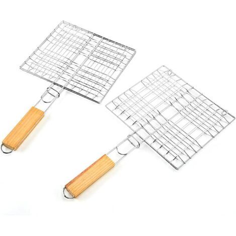 Ensemble de grilles de barbecue portables en acier inoxydable - Comprend 2 paniers à griller pour steaks et viandes (1/5)