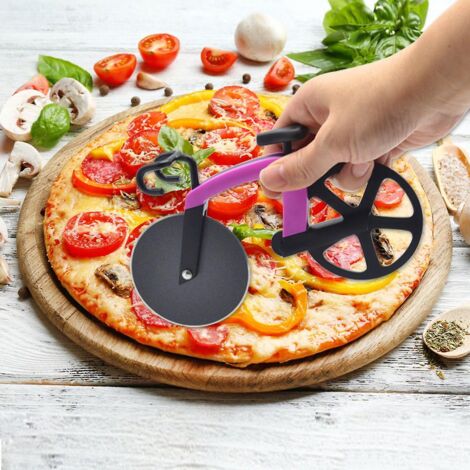 Coupe-pizza antiadhésif en forme de vélo, en acier inoxydable rouge - Décoration et cadeau parfaits (1/4)