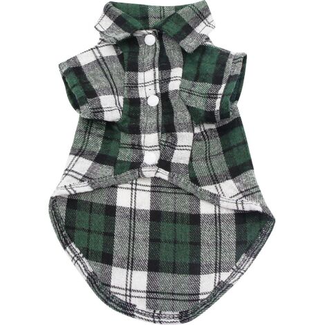Chemise pour chien à carreaux verts XL - Vêtements doux et confortables pour animaux de compagnie (1/5)