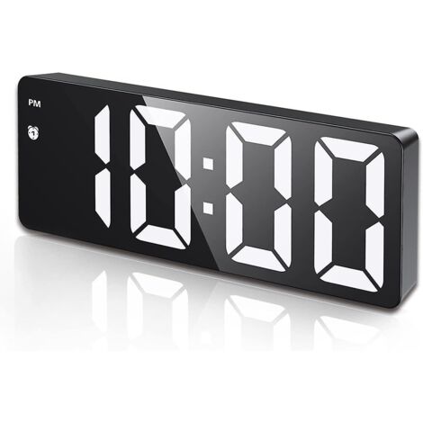 Réveil numérique à affichage LED avec température et date, blanc (1/5)