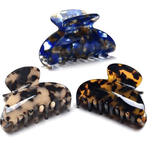 Lot de 3 pinces à cheveux antidérapantes de 9,5 cm, motif léopard écaille de tortue (1/5)