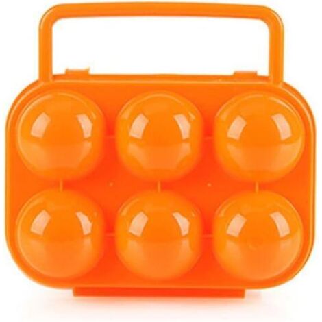 Boîte de rangement pliable et portable en plastique pour œufs - 6 compartiments, orange (1/5)