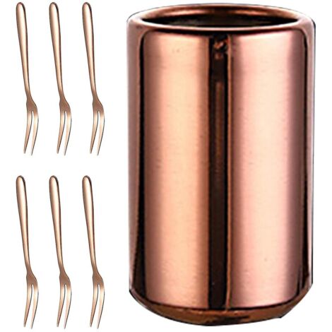 Ensemble de fourchettes à dessert en acier inoxydable doré rose avec boîte de rangement (1/5)