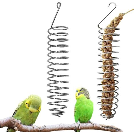 Lot de 2 mangeoires à oiseaux en spirale, mangeoire à fruits et légumes, panier pour perroquet, jouet à mâcher pour oiseaux ou petits animaux (1/5)