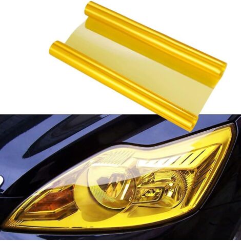 Film vinyle autocollant jaune 12 x 48 pour feux antibrouillard et feux arrière de voiture (1/5)