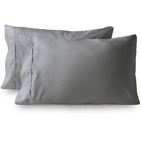 Lot de 2 taies d'oreiller portefeuille en microfibre gris foncé, 51 x 76 cm (1/5)