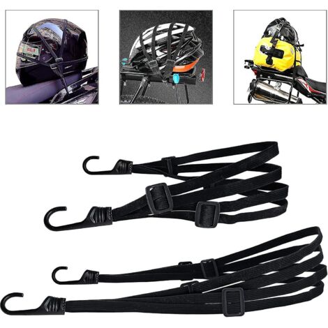 Ensemble de 2 tendeurs élastiques noirs pour vélo, moto, bagages et casque (1/5)