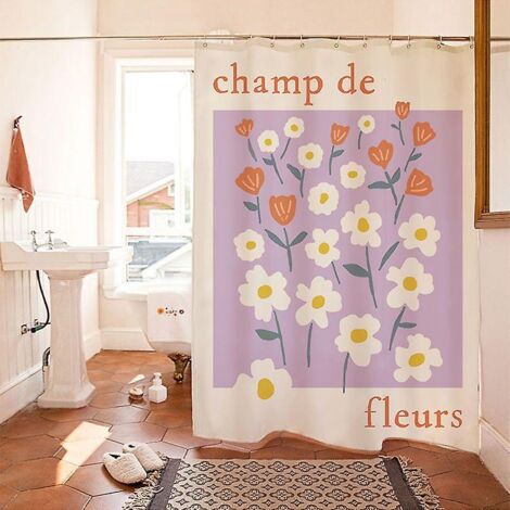 Rideau de douche en polyester dégradé imperméable et anti-moisissure 180x180cm (1/5)